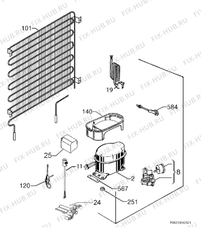 Взрыв-схема холодильника Juno JCN08820S7 - Схема узла Cooling system 017